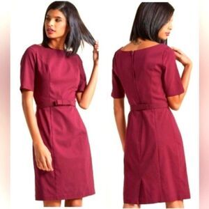 ModCloth "Ritzy Wishes" Retro Red Wine‎  Sheath Dress Belted Back Zip Stretch 3x